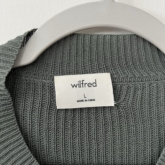 Wilfred Sweater Womens Large Green Knit Open Arm Ties Aritiza Crop - Picture 9 of 13